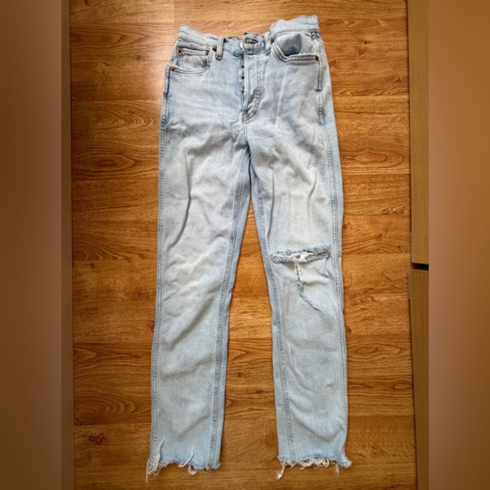 Re/Done Faded Blue Straight Leg Jeans Size 25